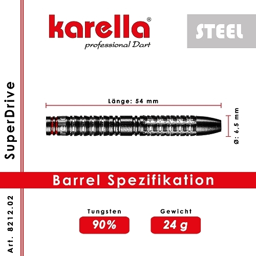 Steeldart Karella  schwarz, 90% Tungsten, 24g